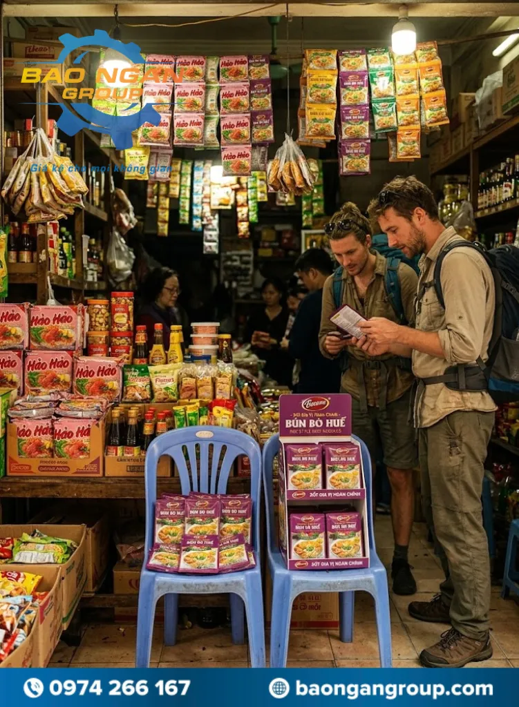 Kệ trưng bày gói gia vị chế biến sẵn - sốt gia vị Barona