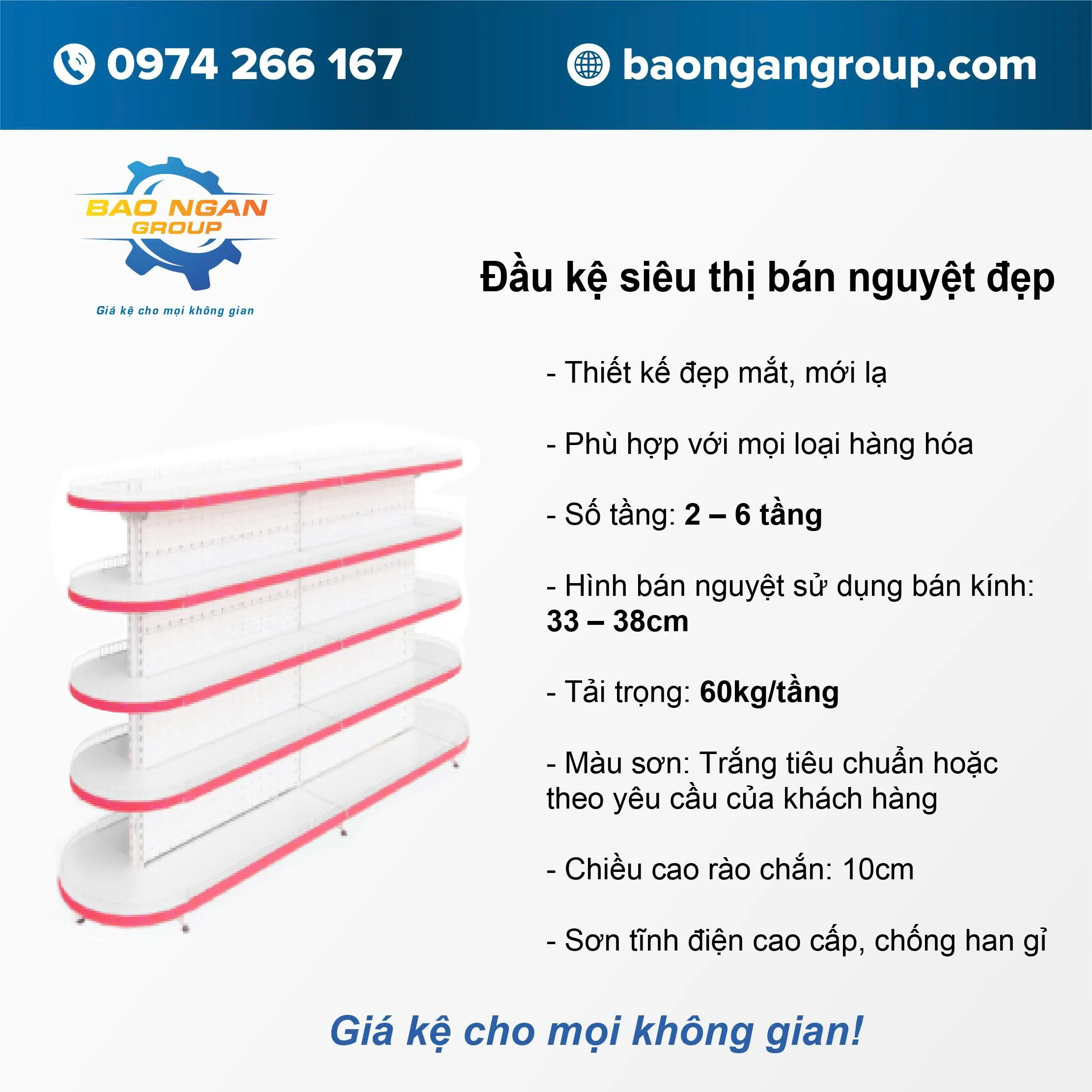 Đầu kệ siêu thị bán nguyệt Bảo Ngân