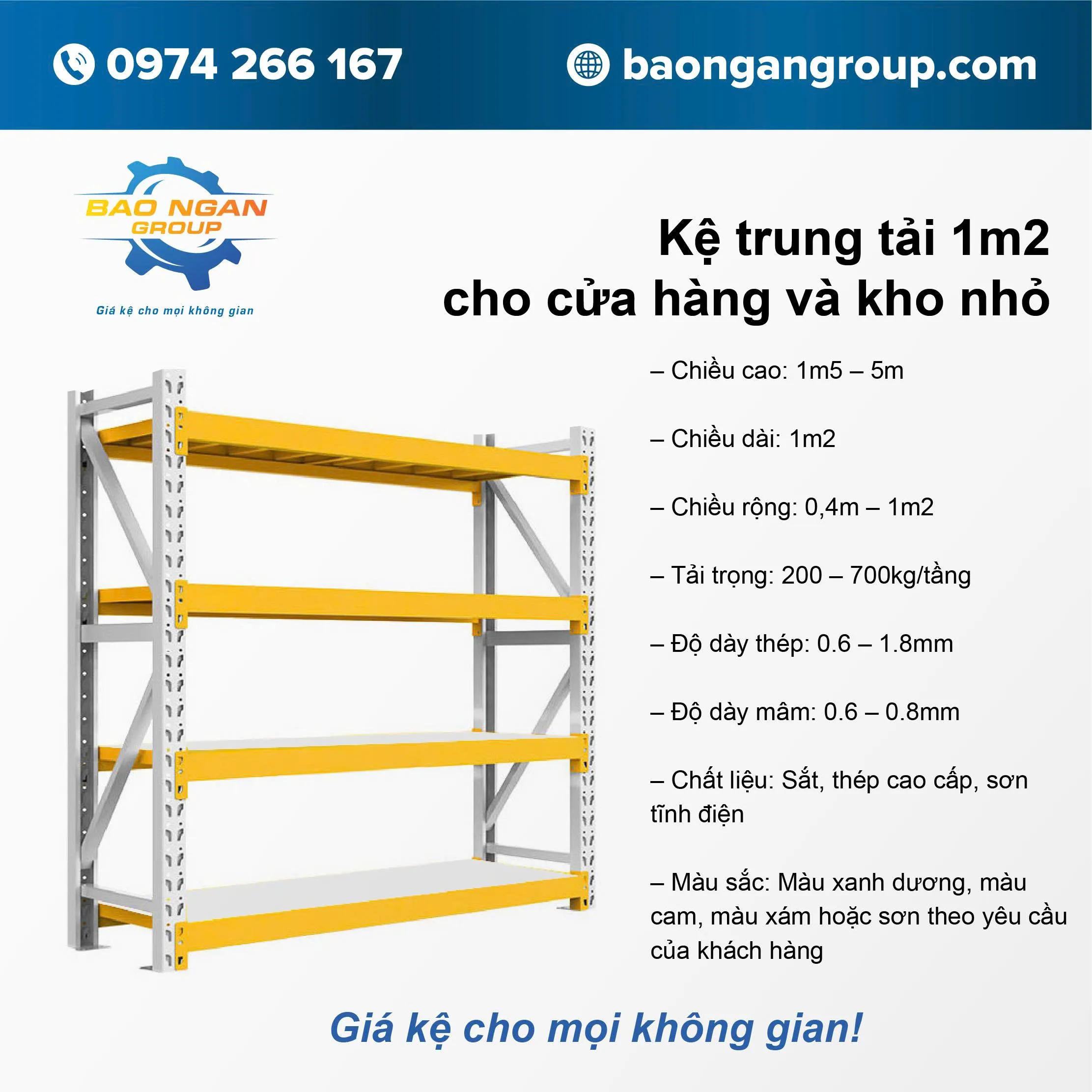 Kệ trung tải 1m2 cho cửa hàng và nhà kho nhỏ