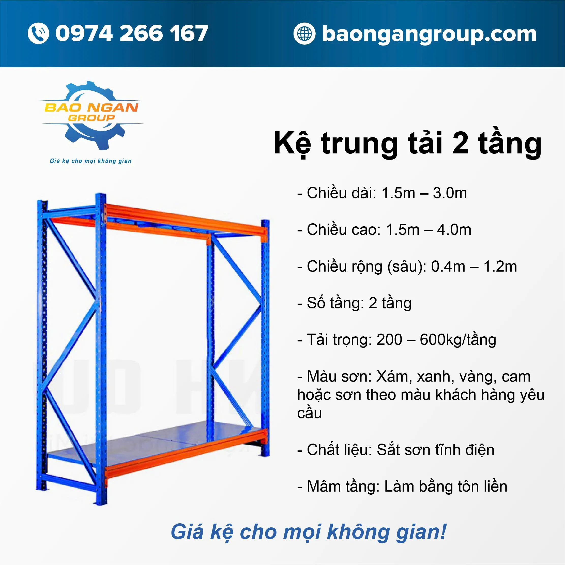 Kệ trung tải 2 tầng